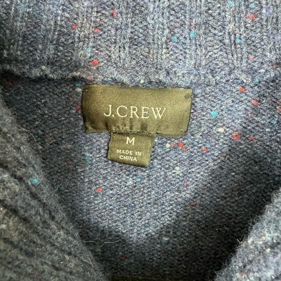 J Crew Size Medium Merino Wool Blend Sweater Shawl Collar Blue Heathered - Picture 3 of 6